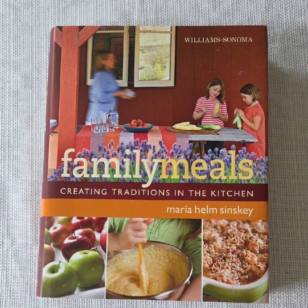 Williams Sonoma Family Meals Cookbook with Red and Orange Accents
